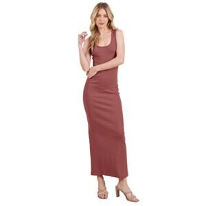 NWT Women's Sleeveless Cotton Blend Rib Jersey Maxi Dress